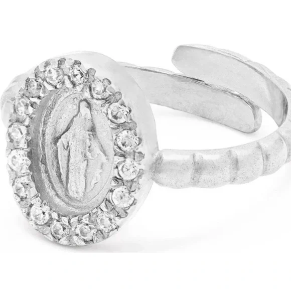 Sterling Silver 925 Ring Religious Miraculous Medal Made In Italy Adjustable NEW - Picture 3 of 10